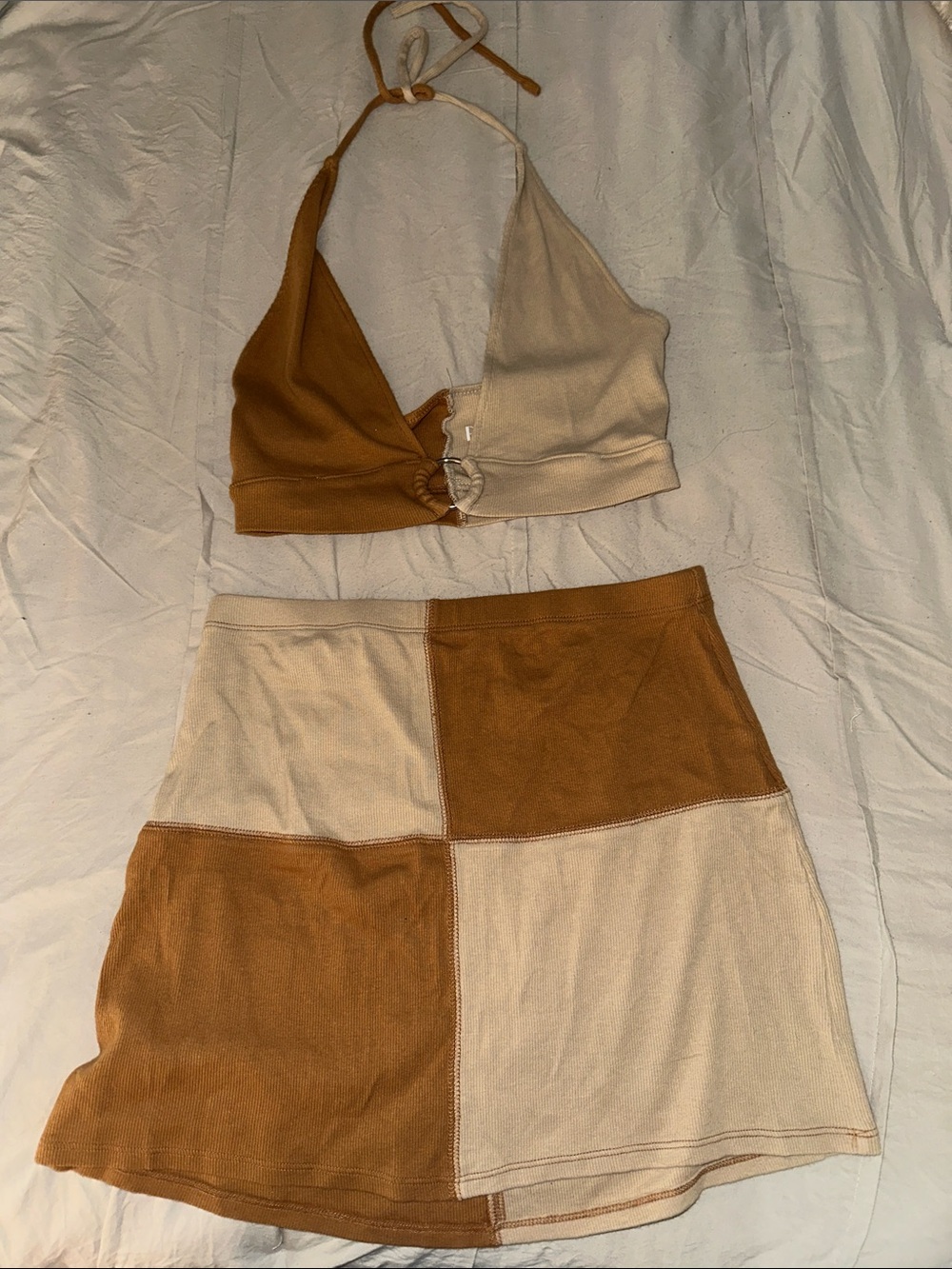 Two piece halter top skirt set